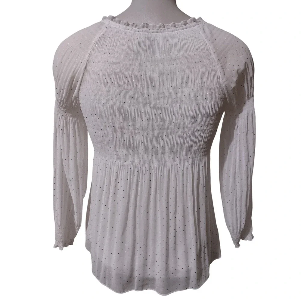 Valerie Stevens Shirt Women's Size Medium Long Sleeve Lined Holiday Glitz  White